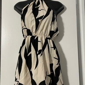 Elegant Black and White Halter Dress